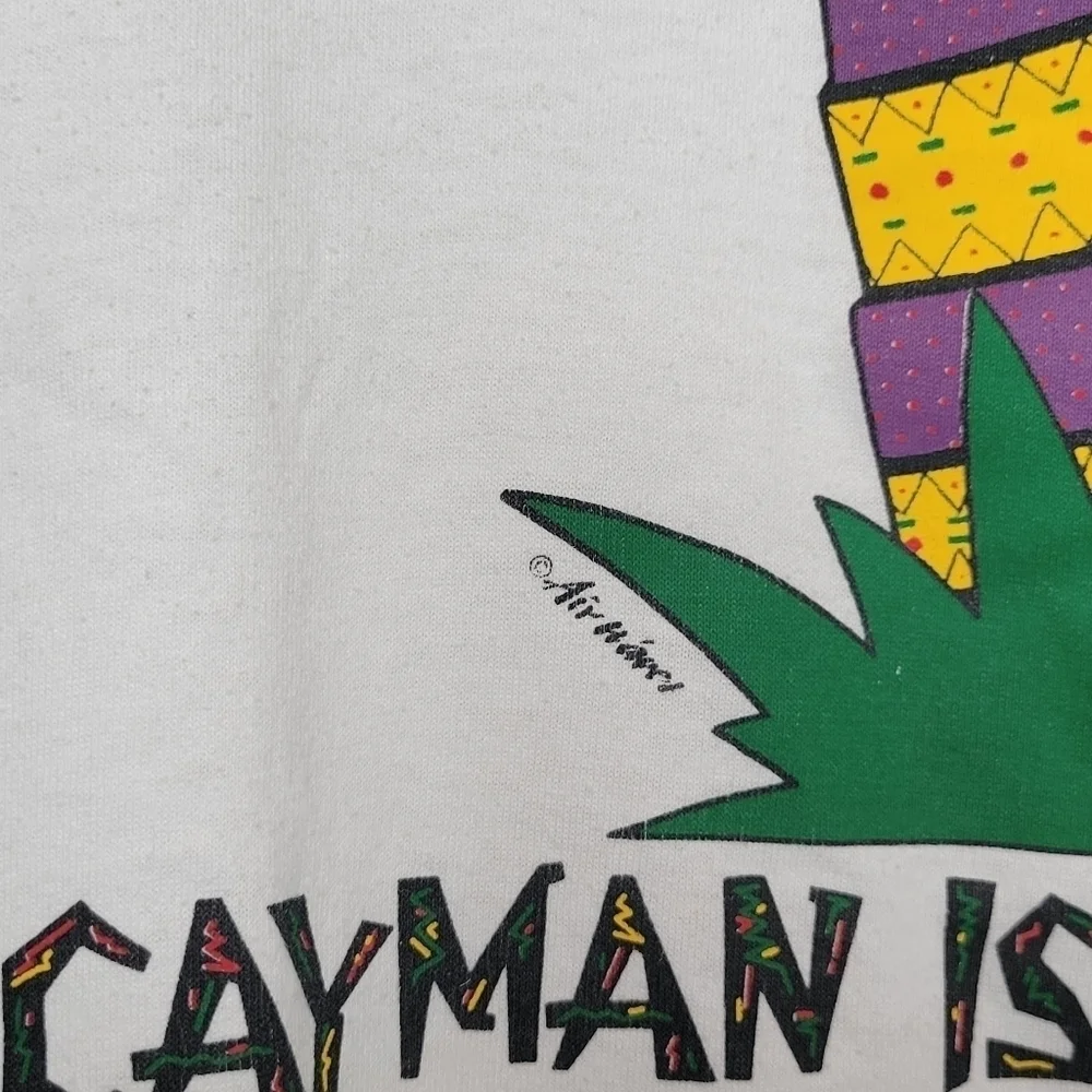 Vintage 90s Cayman Islands Palm Tree Travel Vacation Summer Colorful T-Shirt